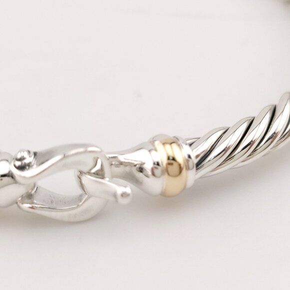David Yurman Sterling Silver & 14k Gold FLEX 4mm Classic Cable Buckle Bracelet - Picture 6 of 11